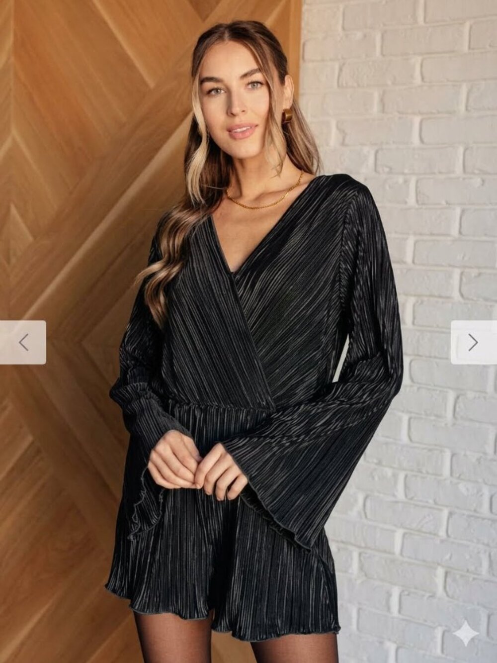 GEEGEE Night In Plisse Romper In Black